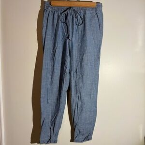 J. Crew Blue Chambray Drawstring Pant Light weight Cotton stretchy waist Size 4